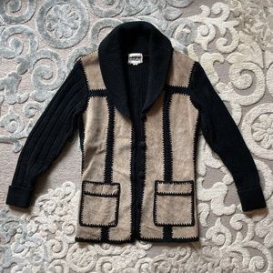 Vintage Laurene Wool and Suede Sweater with from Pockets Size S